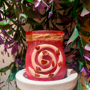 Porta velas artesanal rojo