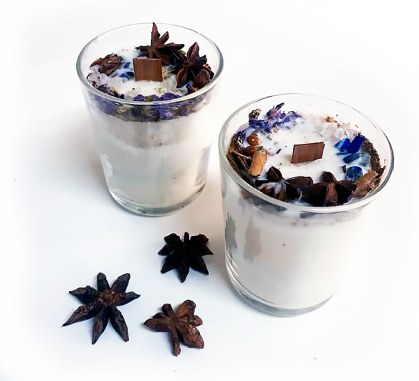 Velas en vaso