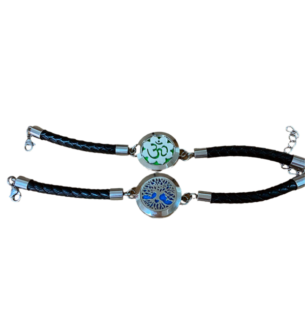 Pulsera difusora de aroma de acero y poli piel